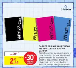 Intermarché Hyper CANSON Carnet spiralé whizz book 136 feuilles a5 offre