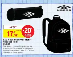 Intermarché Hyper Sac à dos 1 compartiment + trousse noir offre