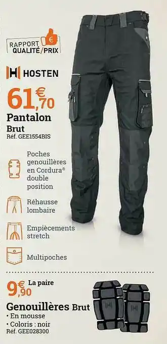 Espace emeraude Pantalon Brut Hosten Genouillères Brut offre