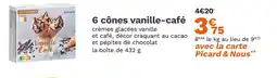 Picard 6 cônes vanille-café offre