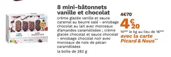 Picard 8 mini-bâtonnets vanille et chocolat offre