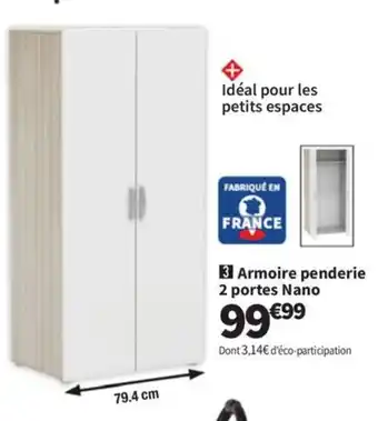 Conforama Armoire penderie 2 portes Nano offre