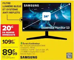 Cora x Carrefour SAMSUNG Écran d'ordinateur offre