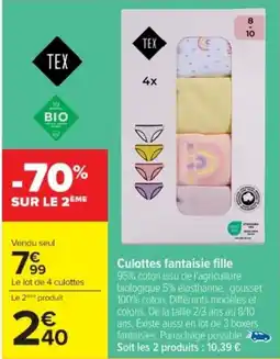Cora x Carrefour Culottes fantaisie fille offre