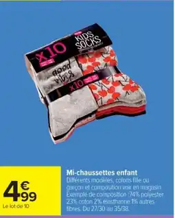 Cora x Carrefour Mi-chaussettes enfant offre