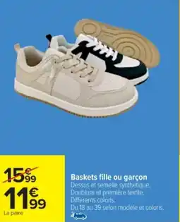 Cora x Carrefour Baskets fille ou garçon offre