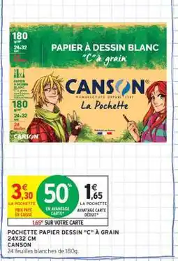 Intermarché POCHETTE PAPIER DESSIN C À GRAIN 24X32 CM offre