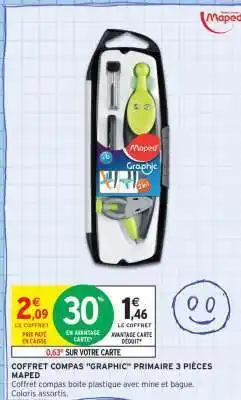 Intermarché COFFRET COMPAS GRAPHIC PRIMAIRE 3 PIÈCES MAPED offre