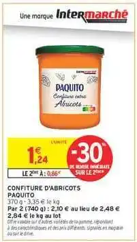 Intermarché CONFITURE D'ABRICOTS PAQUITO offre