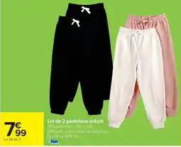 Cora x Carrefour Lot de 2 pantalons enfant offre