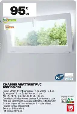 Brico Dépôt Châssis abattant pvc 45x100 cm offre