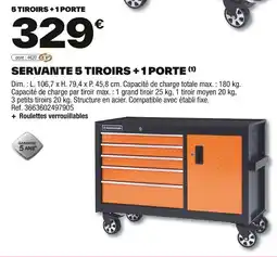 Brico Dépôt Servante 5 tiroirs +1 porte offre