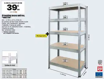 Brico Dépôt Étagère bois métal “hecta” offre