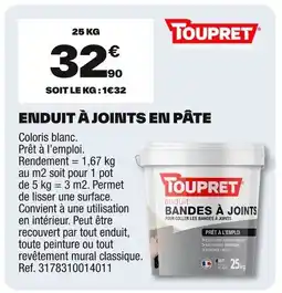 Brico Dépôt TOUPRET Enduit à joints en pâte offre