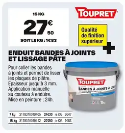 Brico Dépôt Enduit bandes à joints et lissage pâte offre