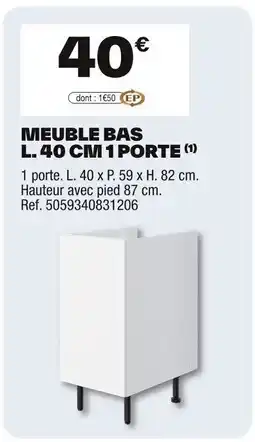 Brico Dépôt Meuble bas l. 40 cm 1 porte offre