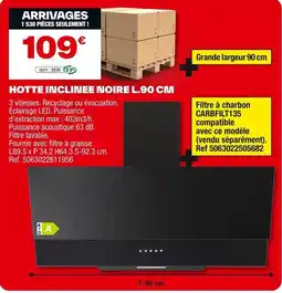 Brico Dépôt Hotte inclinee noire l.90 cm offre