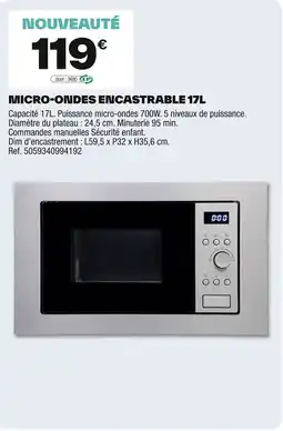 Brico Dépôt Micro-ondes encastrable offre