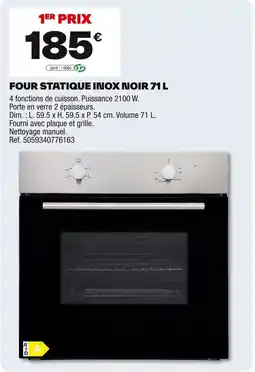 Brico Dépôt Four statique inox noir offre