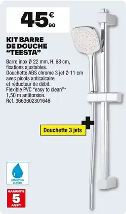 Brico Dépôt Kit barre de douche "teesta” offre