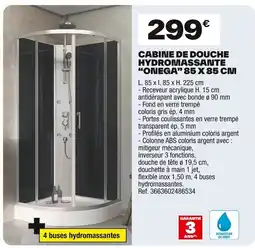 Brico Dépôt Cabine de douche hydromassante "onega" 85 x 85 cm offre