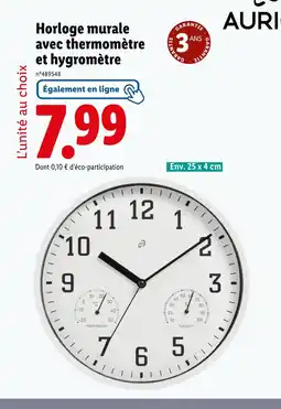 Lidl AURIOL Horloge murale avec thermomètre et hygromètre offre
