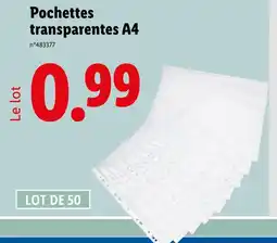 Lidl Pochettes transparentes A4 offre