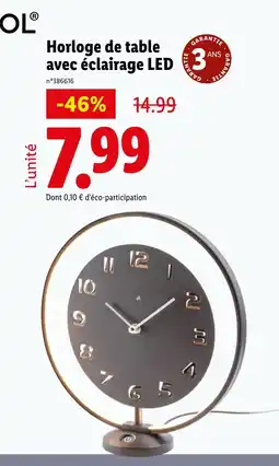 Lidl AURIOL Horloge de table avec éclairage LED offre