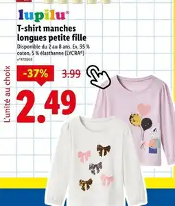 Lidl Lupilu T-shirt manches longues petite fille offre