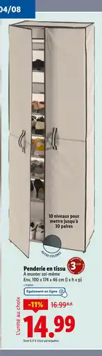 Lidl LIVARNO Penderie en tissu offre