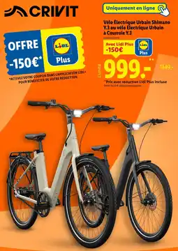 Lidl Crivit Vélo Électrique Urbain Shimano Y.3 ou vélo Électrique Urbain à Courroie Y.3 offre