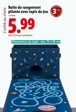 Lidl LIVARNO Boîte de rangement pliante avec tapis de jeu offre