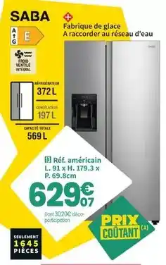 Conforama Saba - fabrique de glace a raccorder au réseau d'eau offre