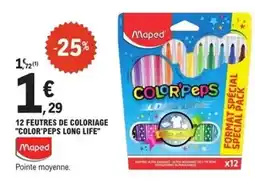 E.Leclerc Maped - feutres de coloriage color'peps long life offre