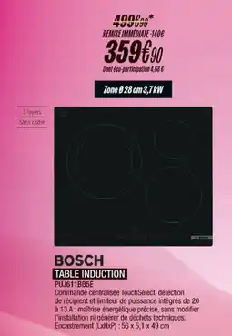 Blanc Brun BOSCH Table induction puj611bb5e offre