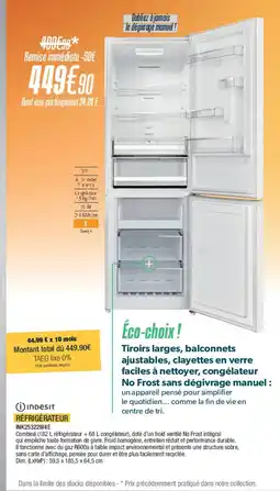 Cuisine Plaisir INDESIT Réfrigérateur ink25322w4e offre