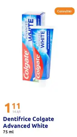 Action COLGATE Dentifrice Advanced White offre