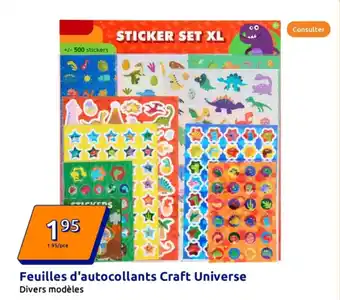 Action Feuilles d'autocollants Craft Universe offre