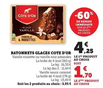 Hyper U Côte d'or - batonnets glaces offre