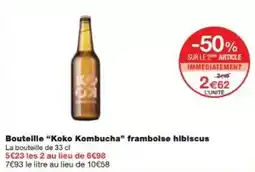 Monoprix Bouteille koko kombucha framboise hibiscus offre
