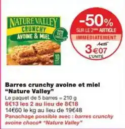 Monoprix Barres crunchy avoine et miel nature valley offre
