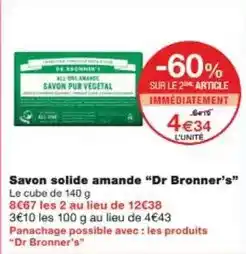 Monoprix Dr bronner's - savon solide amande offre