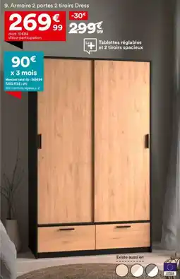 BUT Armoire 2 portes 2 tiroirs Dress offre
