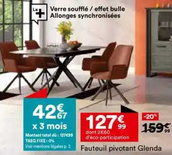 BUT Fauteuil pivotant Glenda offre