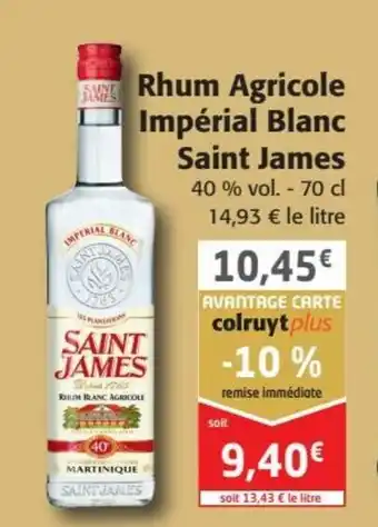 Colruyt Rhum agricole impérial blanc saint james offre