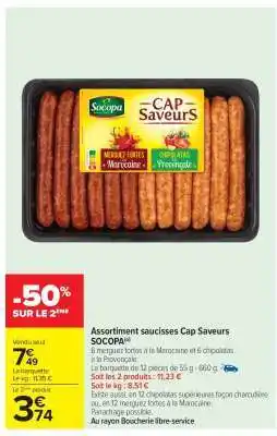 Carrefour Market Assortiment saucisses Cap Saveurs SOCOPA offre