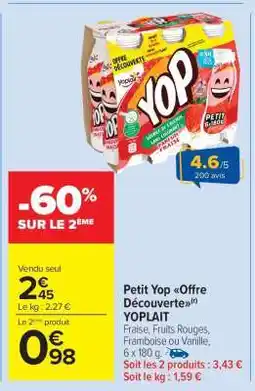 Carrefour Market Petit Yop Offre Découverte YOPLAIT offre