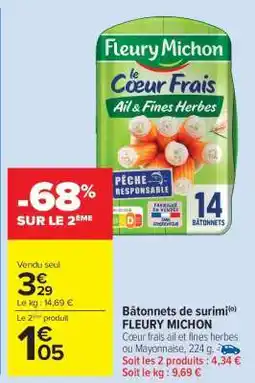 Carrefour Market BATONNETS DE SURIMI FLEURY MICHON offre