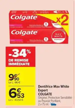 Carrefour Market Dentifrice Max White Expert COLGATE offre
