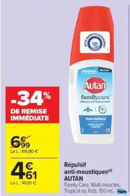 Carrefour Market Répulsif anti-moustiques AUTAN offre